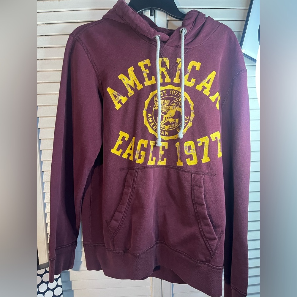 AMERICAN EAGLE Outfitters Men's Burgundy Hoodie